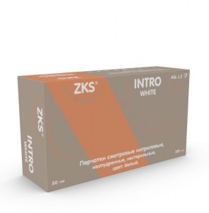 Перчатки ZKS нитриловые Intro white белые размер XS 100шт
